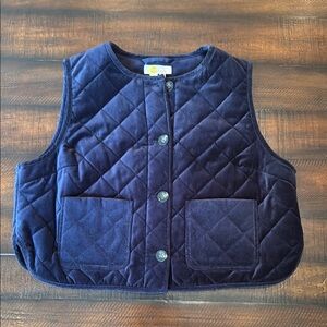 Women's Lighly Cropped Quilted Velvet Vest - Navy Blue